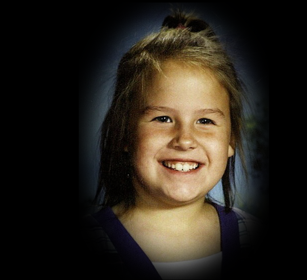 Memorial photo of Megan Kanka, a seven-year-old girl who was raped and murdered by a neighbor who was a convicted sex offender